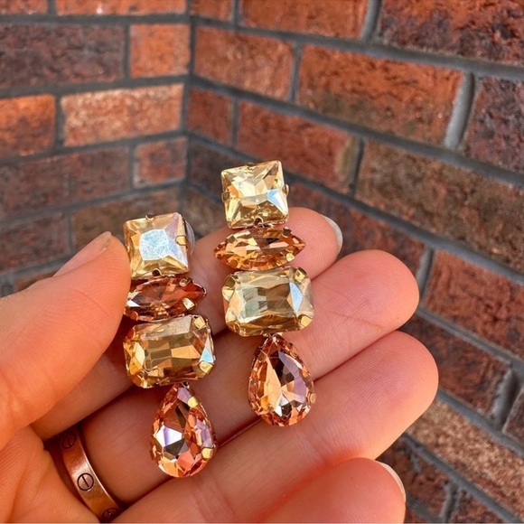 Anthropologie Champagne Rhinestone Drop Earrings - Picture 4 of 4